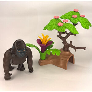 VTG Playmobil 3039 Gorilla & Tree Flower Ape Silverback Monkey Safari COMPLETE